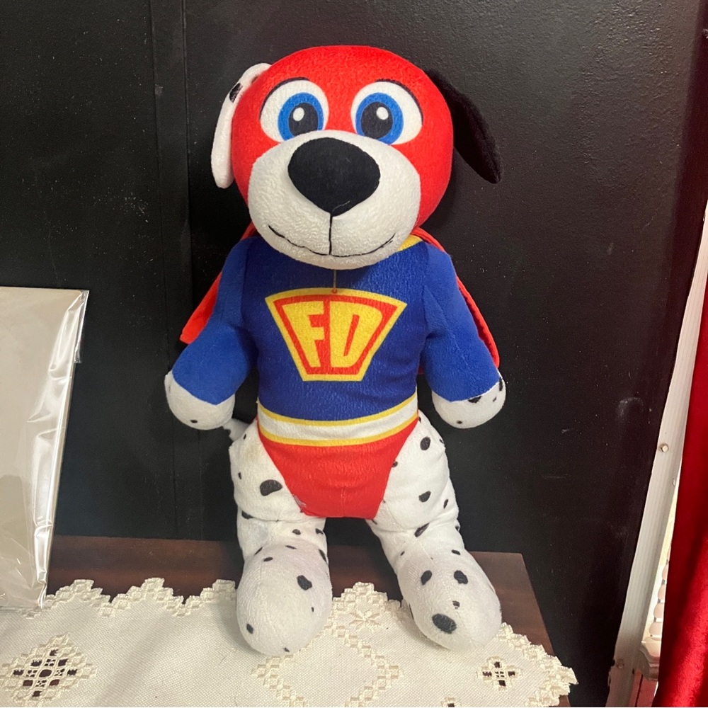 Vintage FD Firedog Dalmatian Superhero Stuffed Animal